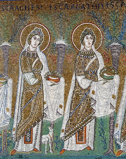 Basilica of Sant'Apollinare Nuovo, Ravenna: the procession of the Martyred Virgins (detail)