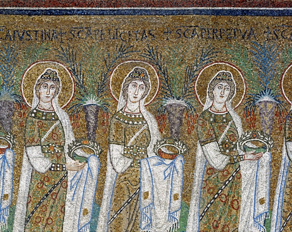 Basilica of Sant'Apollinare Nuovo, Ravenna: the procession of the Martyred Virgins (detail)