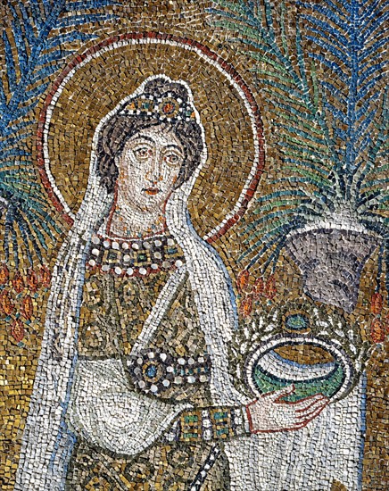 Basilique Sant'Apollinare Nuovo à Ravenne : la procession des Vierges martyres (détail)