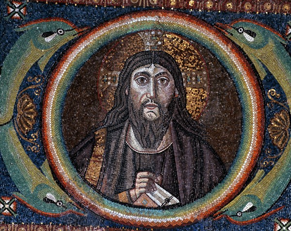 Basilique San Vitale à Ravenne : Visage du Christ dans un tondo