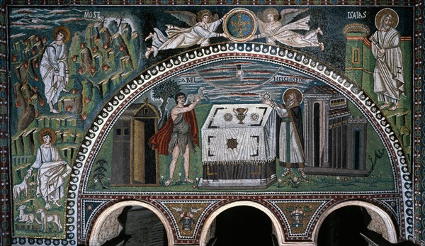 Basilica San Vitale in Ravenna: decoration on the lunette (detail)