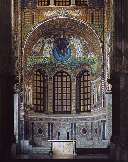 Inside view of the San Vitale Basilica in Ravenna