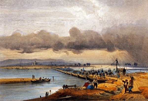 Austrians cross the Po River during the 2nd Italian War of Independence