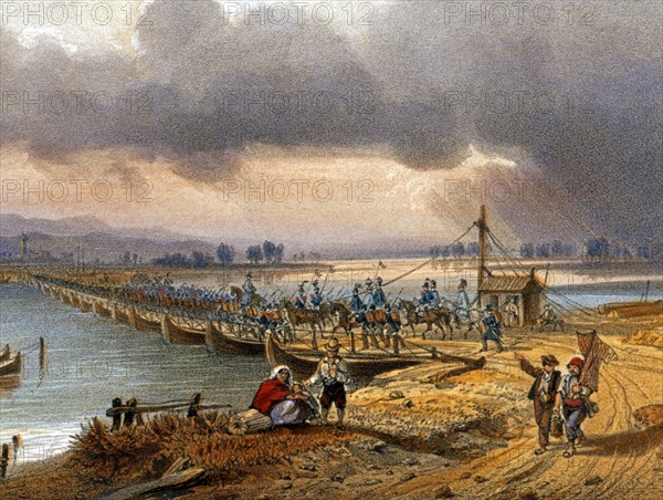 Austrians cross the Po River during the 2nd Italian War of Independence