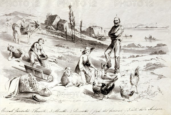 Giuseppe Garibaldi avec sa famille dans l'ile de Caprera