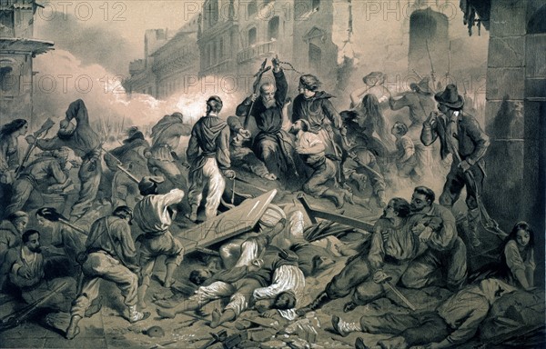 Barricades à Palerme, le 27 Mai 1860