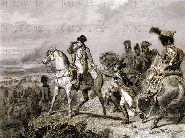 Napoléon à la bataille de Wagram, le 22 Mai 1809