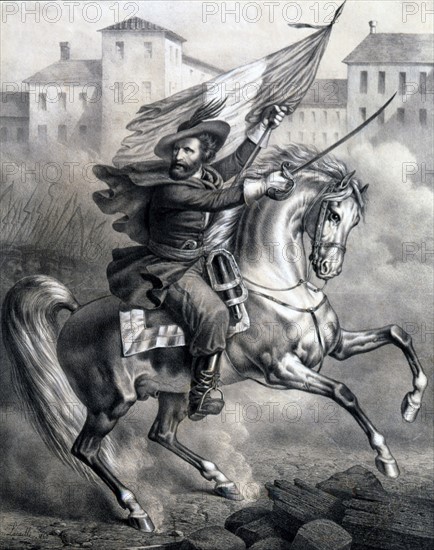 Portrait allégorique de Giuseppe Garibaldi  "Le Libérateur"