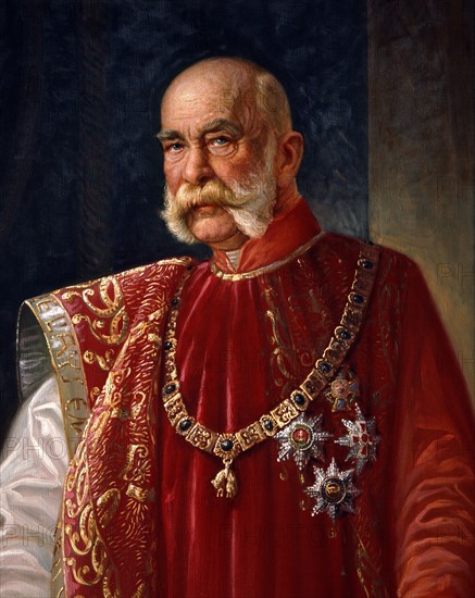 Portrait of Franz Joseph I of Austria in imperial costume (detail)
