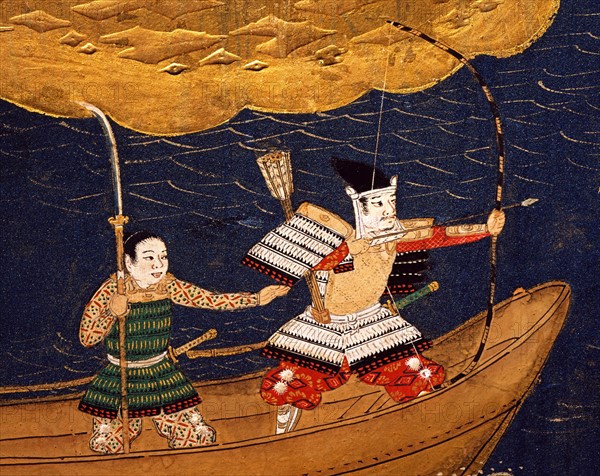 Japanese screen representing scenes of the Genpei War (detail)