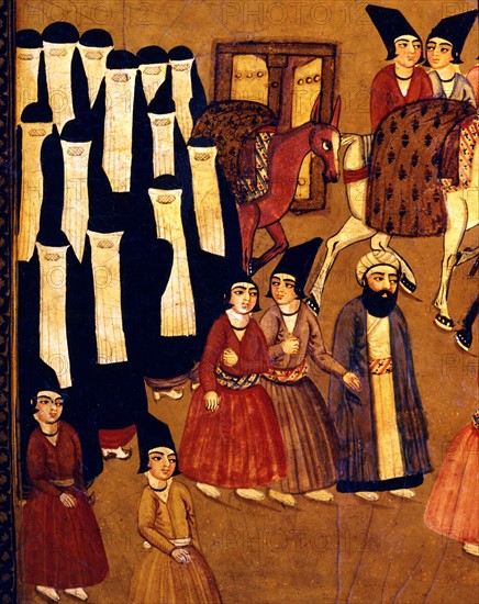 The arrival at the serail: princely cortege with musicians and concubines