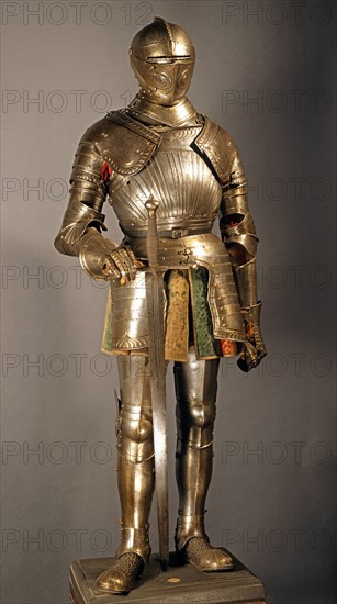 Horse soldier's armor, with large sword
