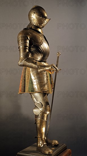 Horse soldier's armor, with large sword