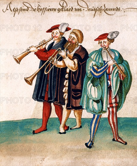 German musicians in regional costumes