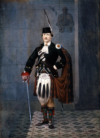 Collector Frederick Stibbert in Scottish military costume