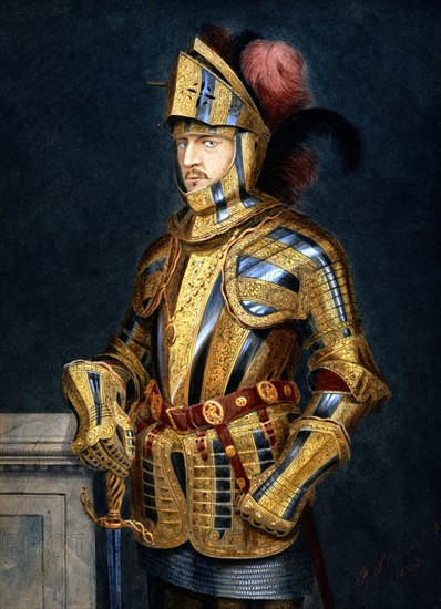 Le collectionneur Frederick Stibbert en armure de parade