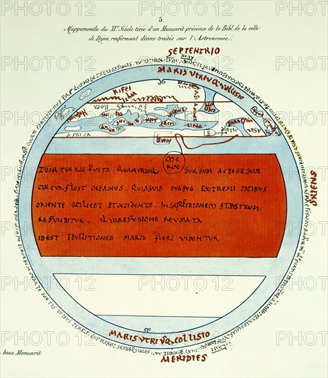 Reproduction d'une mappemonde du 11e siècle conservée à la bibliothèque de Dijon