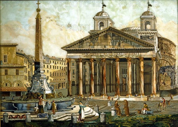 Vue du Panthéon à Rome (mosaïque en pierres dures)