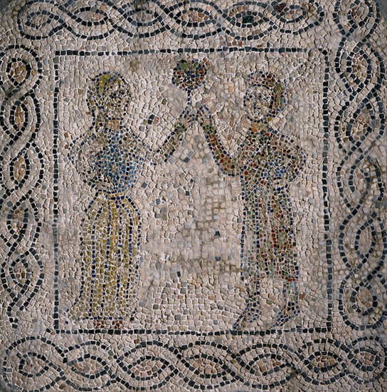 Mosaic: Young lovers; The knight's departure for the Crusade