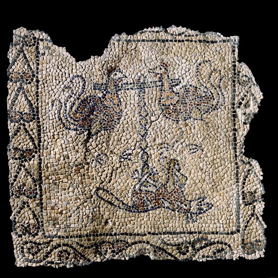 Mosaic: Medieval legend of the "Renart novel": the funeral of "Renart pretending to be dead"