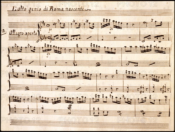 Copie manuscrite de la partition de "Gli Orazi e i Curiazi" : "L'alto genio di Roma nascente" de Domenico Cimarosa
