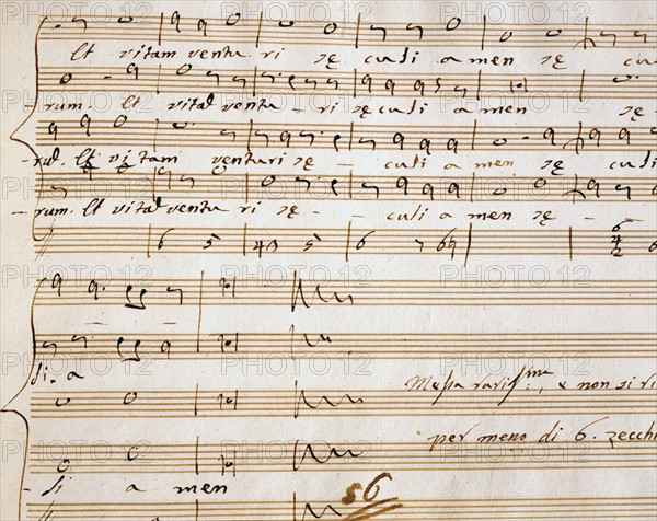 Copie manuscrite de la partition "Messa a quattro voci", de Pier Luigi da Palestrina
