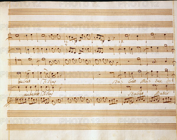 Copie manuscrite de la partition du "Stabat Mater" de Pergolesi