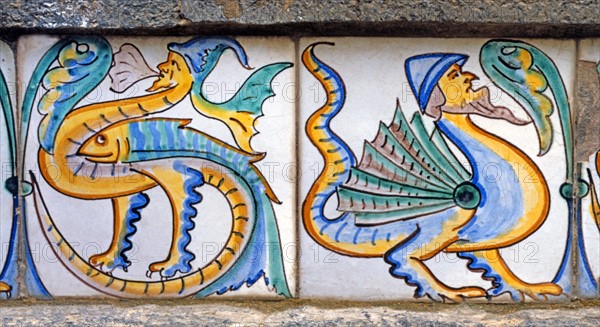 Majolica, Monstrous Human Figure, Animals and Fisheries, and Basil representation.