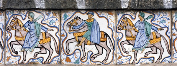 Majolica, Noble and ladies on horseback