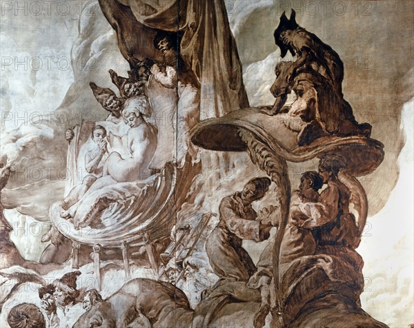 Serves, the Queen of Sheba leaves with her cortege, to meet King Solomon (detail)