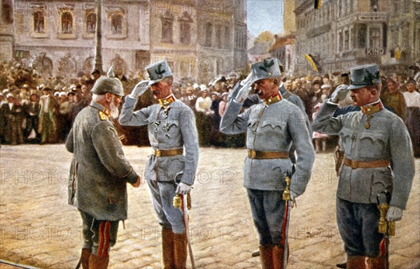 Meeting between General Eduard von Böhm-Ermolli and King Ludwig III of Bavaria after the capture of Lemberg (Lviv) in 1915