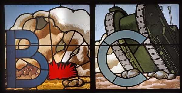 Stained-glass window made for the Mostra dell'Istruzione Artistica in Rome.