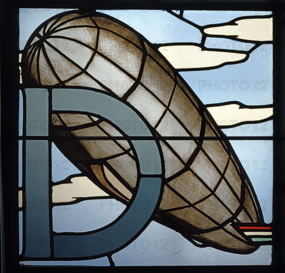 Stained-glass window made for the Mostra dell'Istruzione Artistica in Rome.