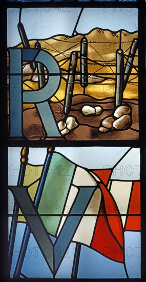 Stained-glass window made for the Mostra dell'Istruzione Artistica in Rome.