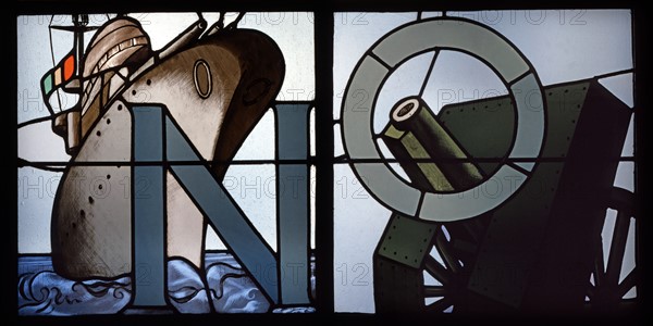 Stained-glass window made for the Mostra dell'Istruzione Artistica in Rome.