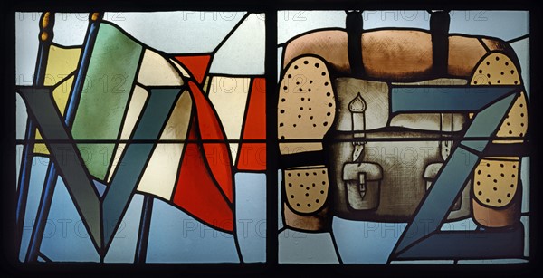 Stained-glass window made for the Mostra dell'Istruzione Artistica in Rome.