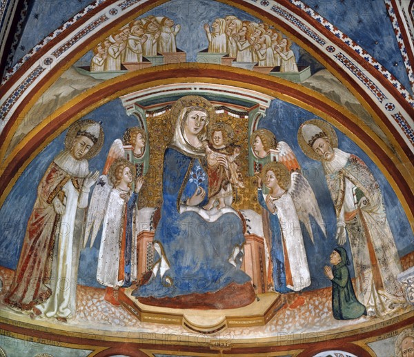 Vierge et l'Enfant avec des anges et deux papes