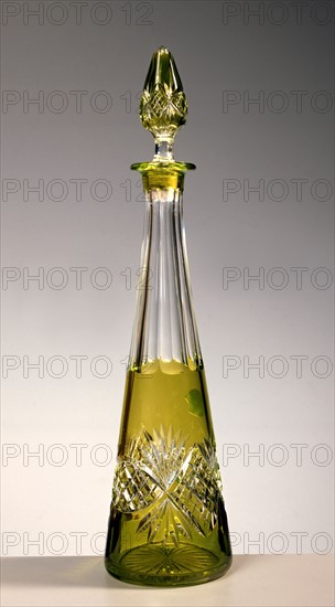 Green crystal liqueur bottle
