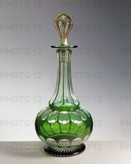Green glass wine bottle.