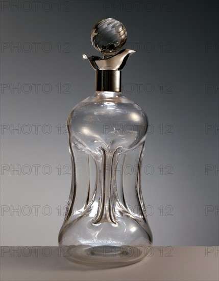 Crystal and silver wine bottle