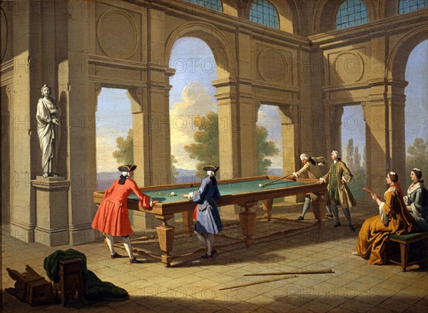 Zocchi, Nobles au jeu de billard.