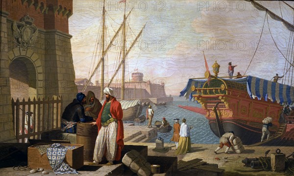 Zocchi, View of the port of Livorno.