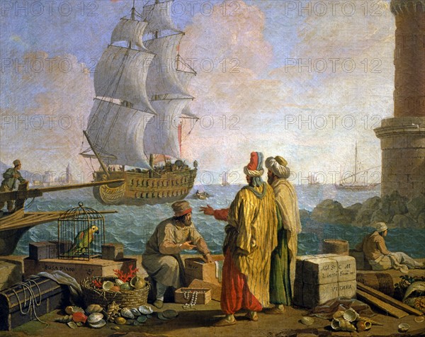 Zocchi, Eastern merchants in the port of Livorno. Detail.