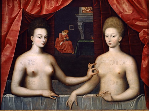 Presumed portrait of Gabrielle d'Estrees and her sister the Duchess of Villars