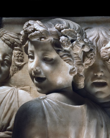 Cantoria. Marble relief of the choir of the Florence Cathedral choir