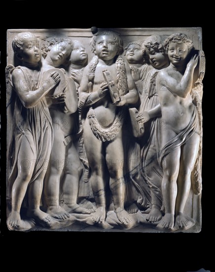Cantoria. Marble relief of the choir of the Florence Cathedral choir