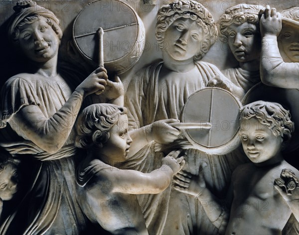 Cantoria. Marble relief of the choir of the Florence Cathedral choir