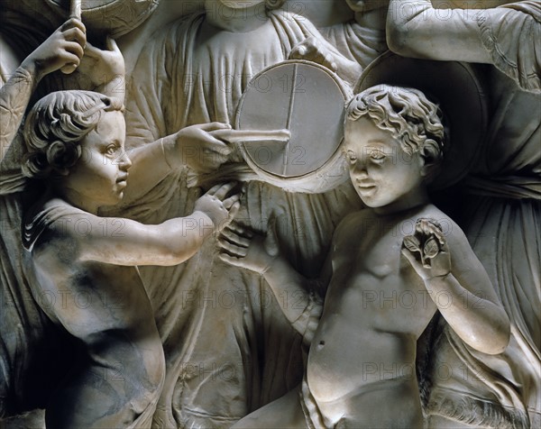 Cantoria. Marble relief of the choir of the Florence Cathedral choir