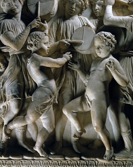 Cantoria. Marble relief of the choir of the Florence Cathedral choir