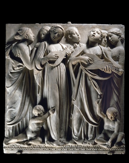 Cantoria. Marble relief of the choir of the Florence Cathedral choir